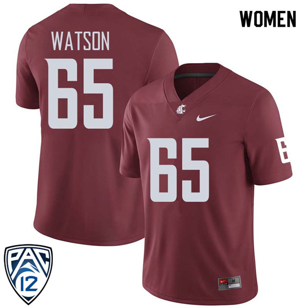 Women #65 Josh Watson Washington State Cougars College Football Jerseys Sale-Crimson